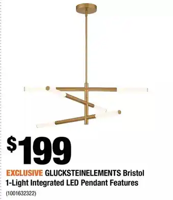 Home Depot Glucksteinelements bristol 1-light integrated led pendant features offer