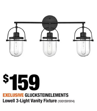 Home Depot Glucksteinelements lowell 3-light vanity fixture offer
