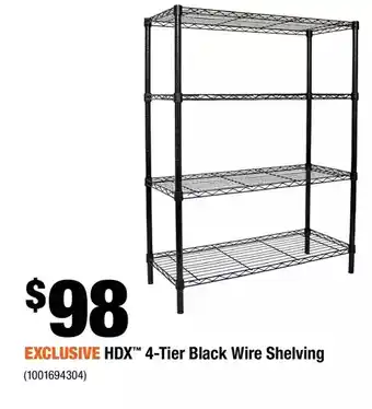 Home Depot Hdx 4-tier black wire shelving offer