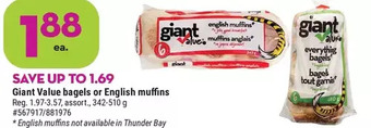 Giant Tiger Giant value english muffins offer