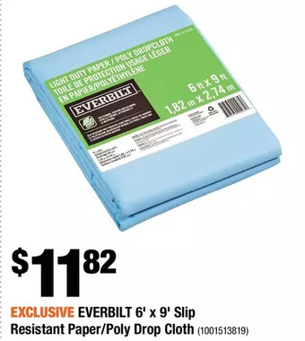 Home Depot Everbilt 6' x 9' slip resistant paper/poly drop cloth offer
