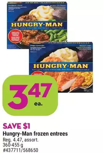 Giant Tiger Hungry-man frozen entrees offer