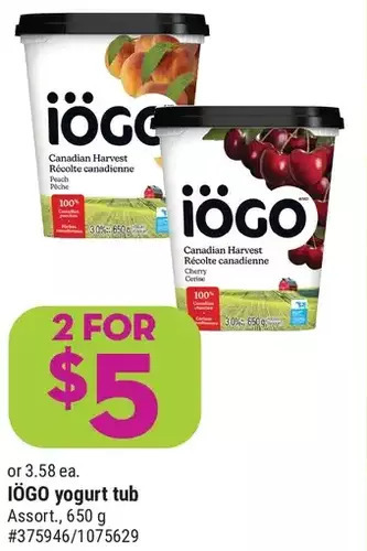 Giant Tiger Iögo yogurt tub offer