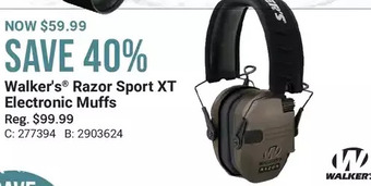 Cabela's Walker's razor sport xt electronic muffs offer