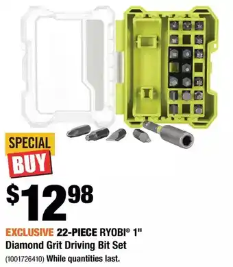 Home Depot Ryobi 1" diamond grit driving bit set offer