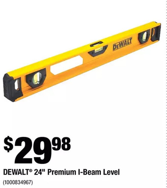 Home Depot Dewalt 24" premium i-beam level offer