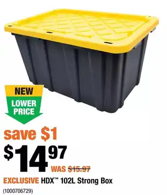 Home Depot Hdx 102l strong box offer