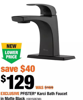 Home Depot Pfister karci bath faucet in matte black offer