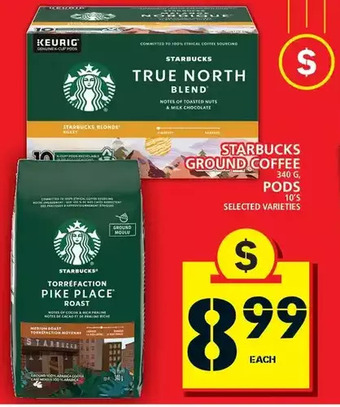 Food Basics Starbucks ground coffee | pods offer