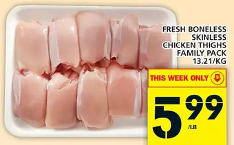 Food Basics Fresh boneless skinless chicken thighs family pack offer