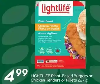 Sobeys Lightlife plant-based burger or chicken tenders or fillets offer
