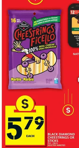 Food Basics Black diamond cheestrings or sticks offer