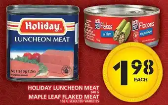 Food Basics Holiday luncheon meat | maple leaf flaked meat offer