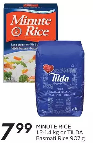 Sobeys Minute rice or tilda basmati rice offer