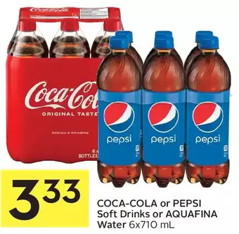 Foodland Coca-cola or pepsi soft drinks or aquafina water offer