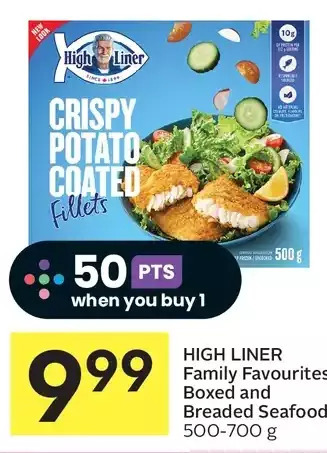 Foodland High liner family favourites boxed and breaded seafood offer
