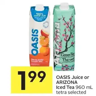 Foodland Oasis juice or arizona iced tea offer