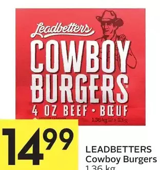 Foodland Leadbetters cowboy burgers offer