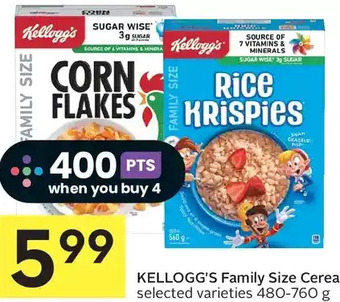 Foodland Kellogg's family size cereal offer