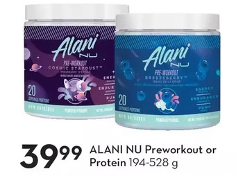 Sobeys Alani nu preworkout or protein offer