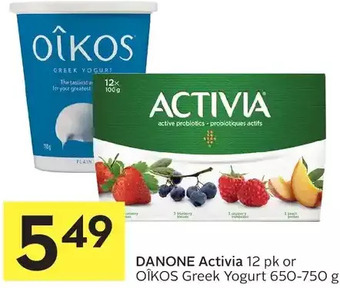 Foodland Danone activia or oikos greek yogurt offer