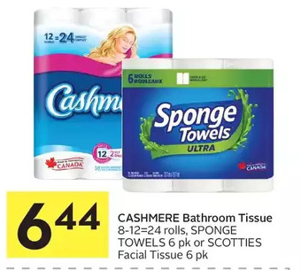 Foodland Cashmere bathroom tissue, sponge towels or scotties facial tissue offer