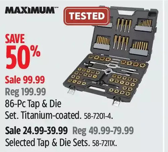 Canadian Tire Maximum 86-pc tap & die set | tap & die sets offer