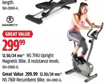 Canadian Tire Marcy ns 714u upright magnetic bike | ns 716r recumbent bike offer