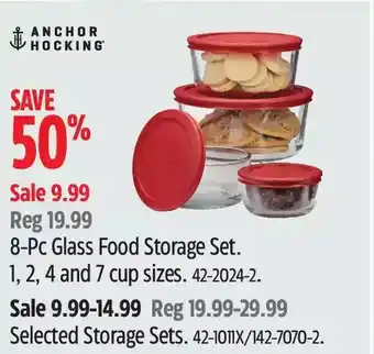 Canadian Tire Anchor hocking 8-pc glass floor storage set offer