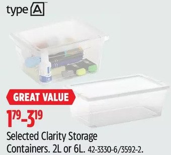 Canadian Tire Type a clarity storage containers offer
