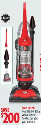 Canadian Tire Hoover elite whole house corded upright vac offer
