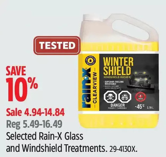 Canadian Tire Rain-x glass and windshield treatments offer