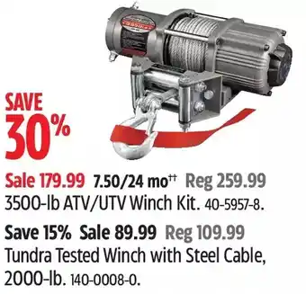 Canadian Tire 3500-lb atv/utv winch kit | tundra tested winch with steel cable, 2000-lb offer