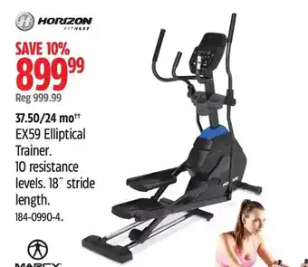 Canadian Tire Horizon fitness ex59 elliptical trainer. 10 resistance levels. 18" stride length offer