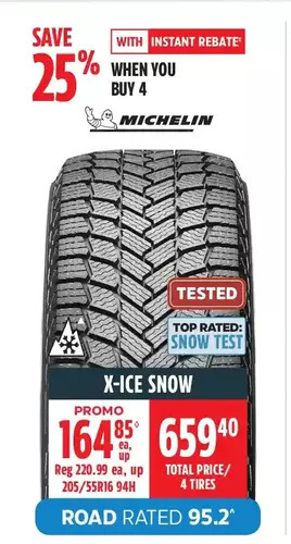 Canadian Tire Michelin x-ice snow tires offer