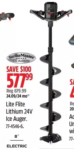 Canadian Tire Strike master lite flite lithium 24v ice auger offer