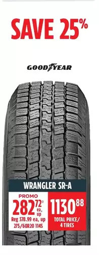 Canadian Tire Good year wrangler sr-a tires offer