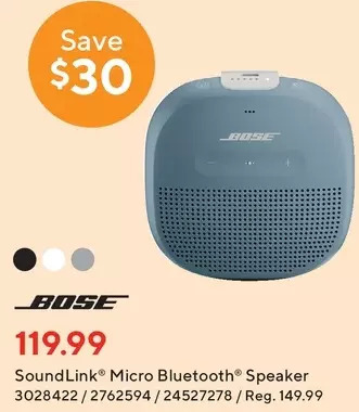 Staples Bose soundlink micro bluetooth speaker offer