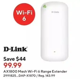 Staples D-link ax1800 mesh wi-fi 6 range extender offer