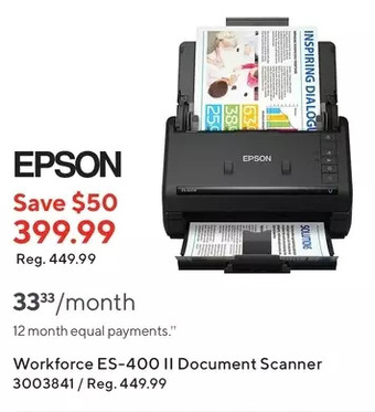 Staples Epson workforce es-400 ii document scanner offer