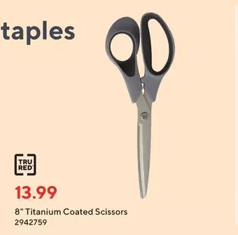 Staples Tru red 8" titanium coated scissors offer