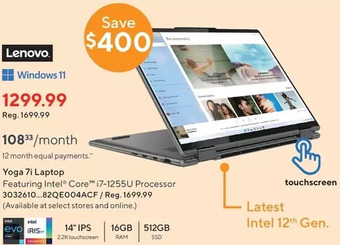 Staples Lenovo yoga 7i laptop offer