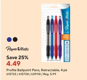 Staples Paper mate profile ballpoint pens, retractable offer