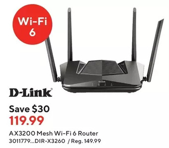 Staples D-link ax3200 mesh wi-fi 6 router offer