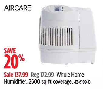 Canadian Tire Aircare whole home humidifier. 2600 sq-ft coverage offer