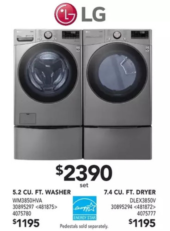 Lowe's Lg 5.2 cu. ft. washer | 7.4 cu. ft. dryer offer