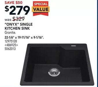 RONA Kindred "onyx" single kitchen sink offer