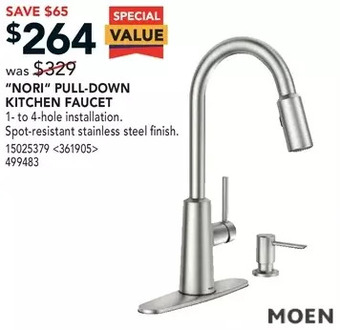 RONA Moen "nori" pull-down kitchen faucet offer