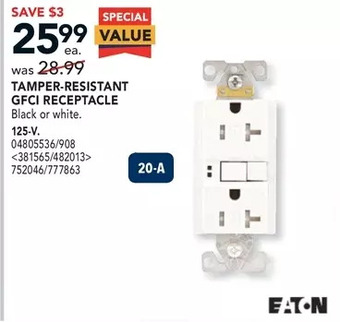 RONA Eaton tamper-resistant gfci receptacle offer