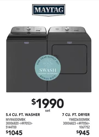 Lowe's Maytag 5.4 cu. ft. washer | 7 cu. ft. dryer offer